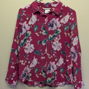100% Silk WinterSilks Pink Vintage Floral Blouse